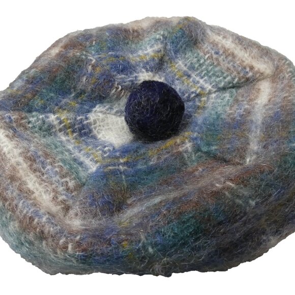 Highland Home Industries Mohair & Wool Beret Unisex Cap Gray Blue Scottish Hat - Picture 7 of 9